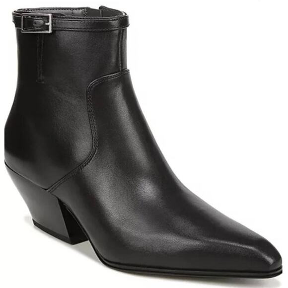 Franco Sarto New Black Leather Piinted Toe Amber Booties Size 10 - Picture 1 of 14